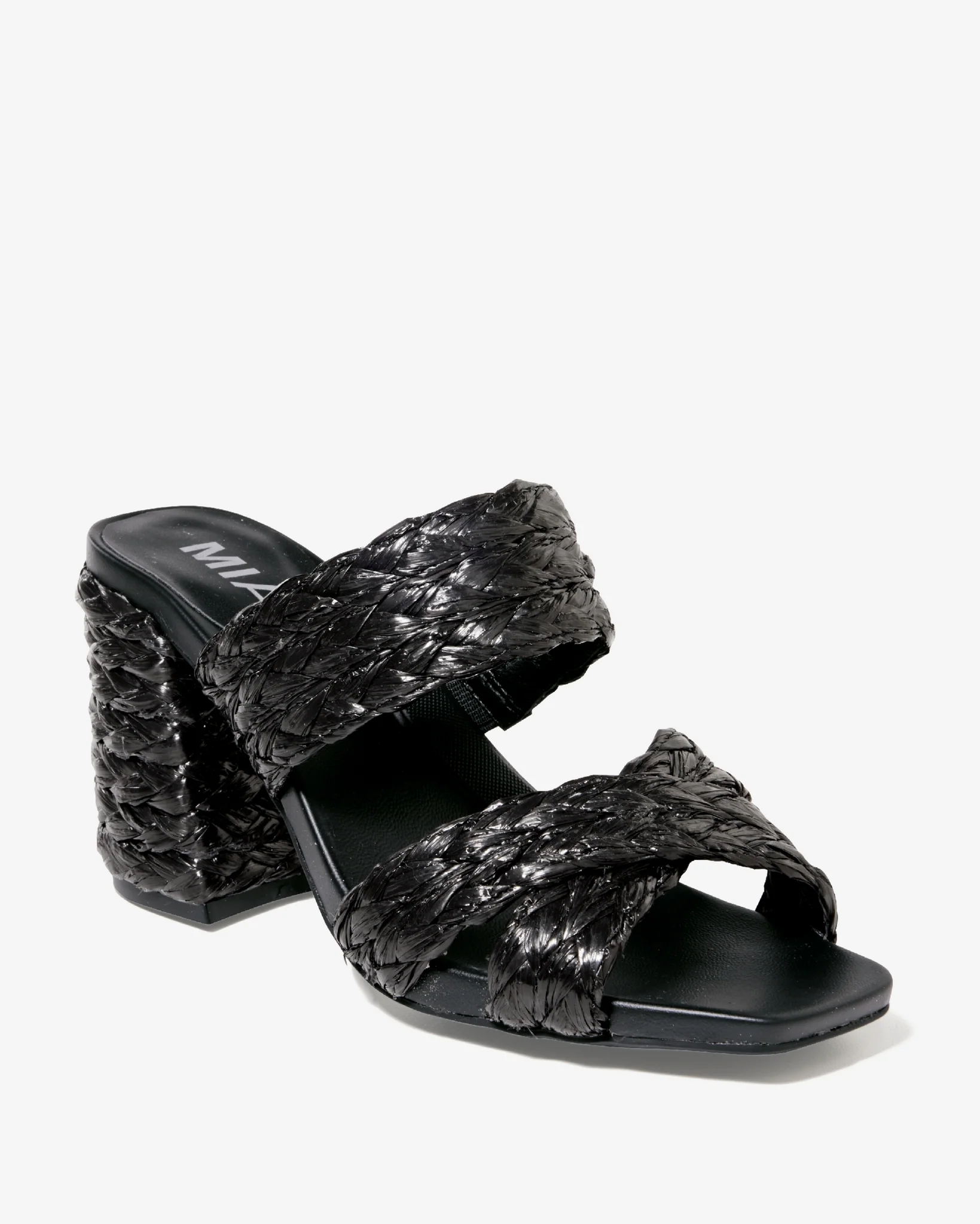 Raffia Band Block Heel Black