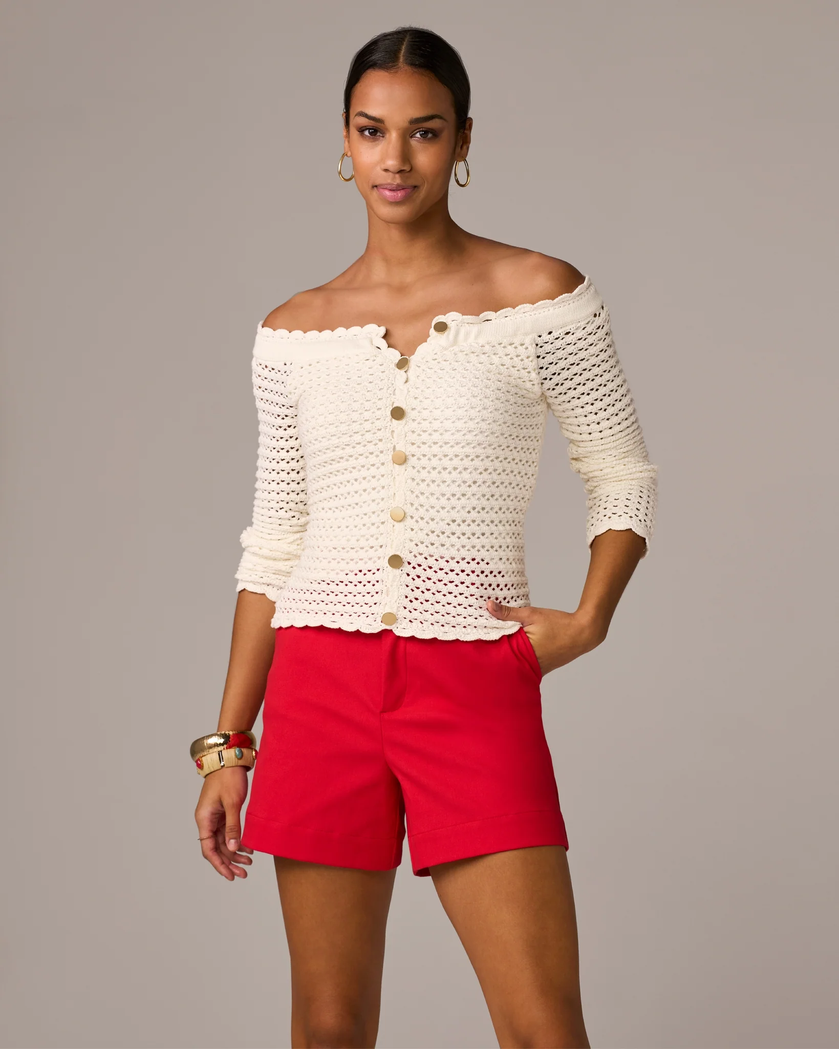Relaxed Twill Short Tomato Red