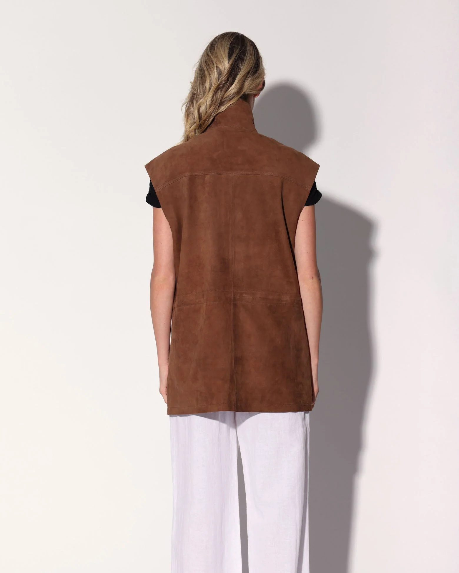 Renata Vest, Chestnut Suede - Leather - Image 4