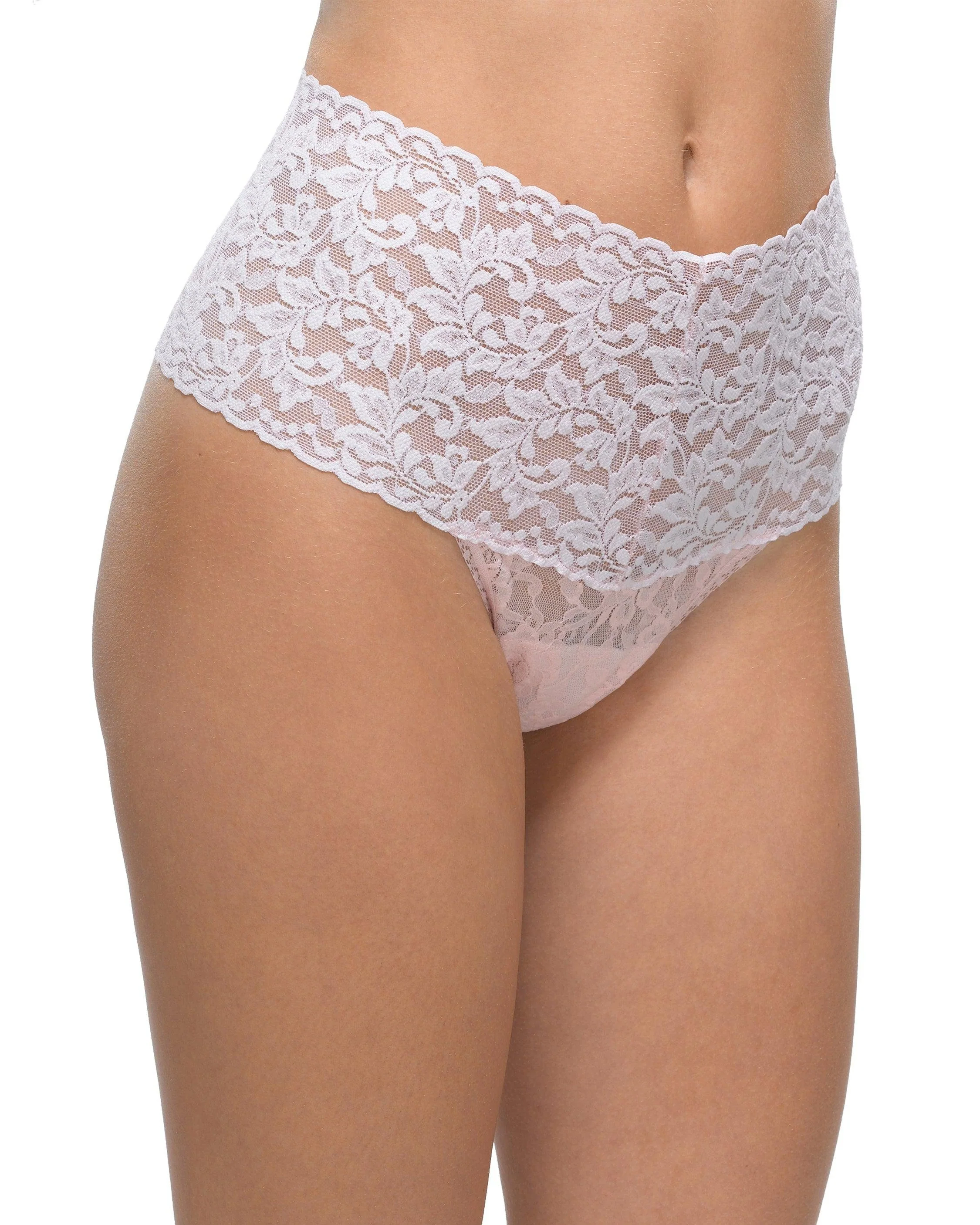 Retro Lace Thong Bliss Pink - Image 4