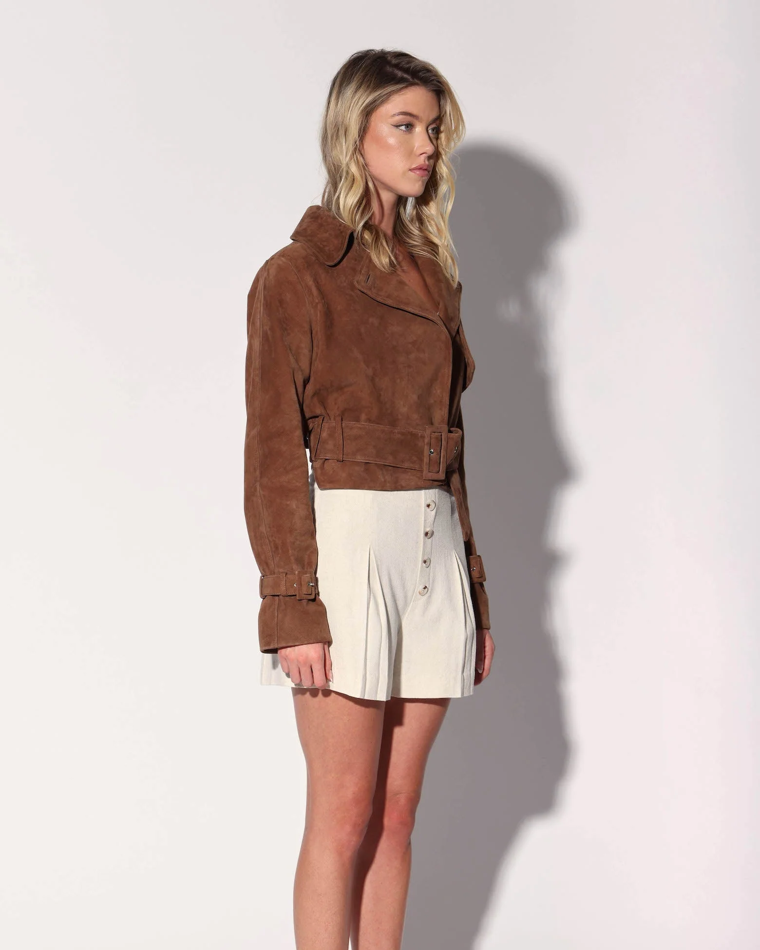 Rexa Short Trench, Chestnut Suede - Leather - Image 3