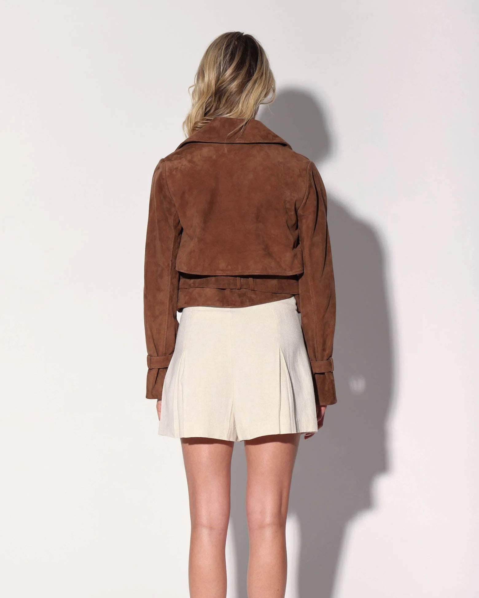Rexa Short Trench, Chestnut Suede - Leather - Image 4