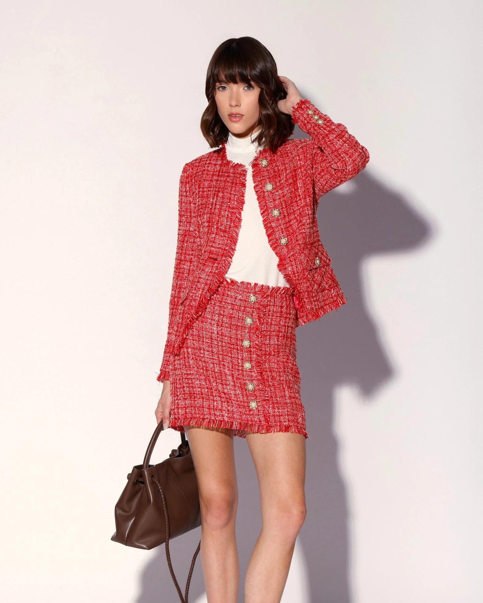 Roxy Jacket, Cherry Tweed - Image 2