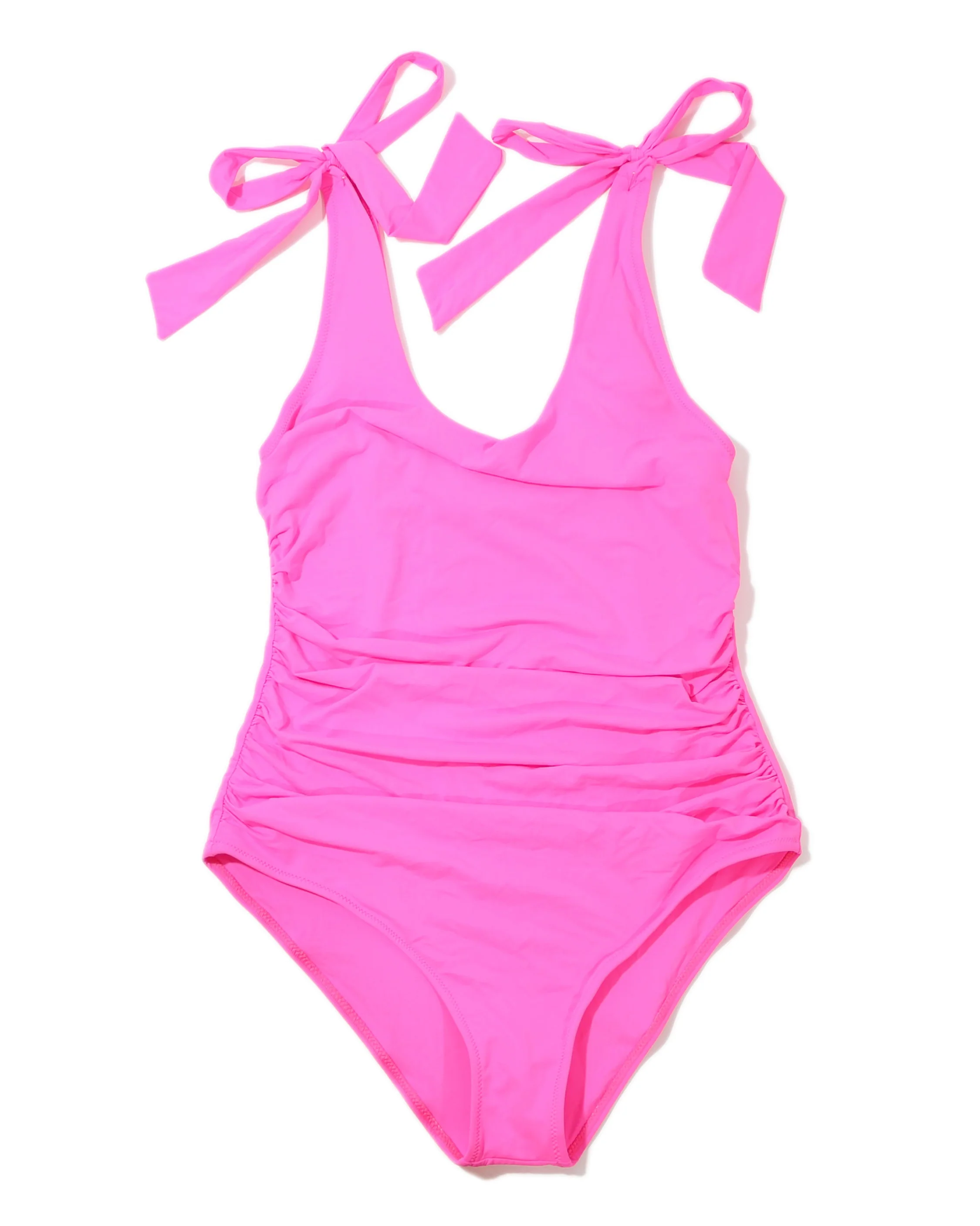 Ruched Bow One Piece Swimsuit Unapologetic Pink - Image 2