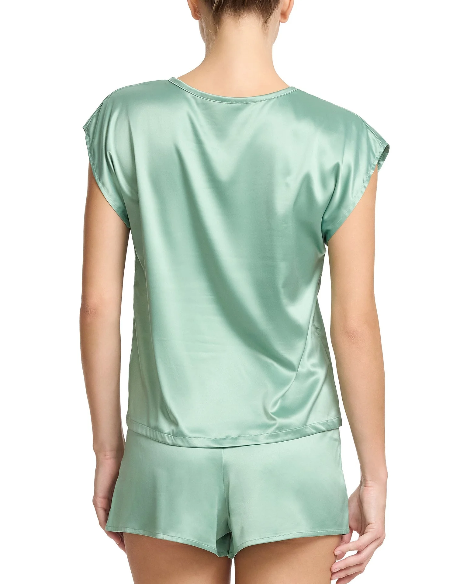 Satin Sleep Cap Sleeve Tee Green Tea - Image 4