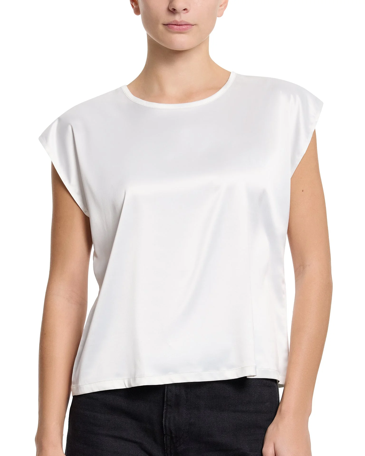 Satin Sleep Cap Sleeve Tee Light Ivory - Image 2