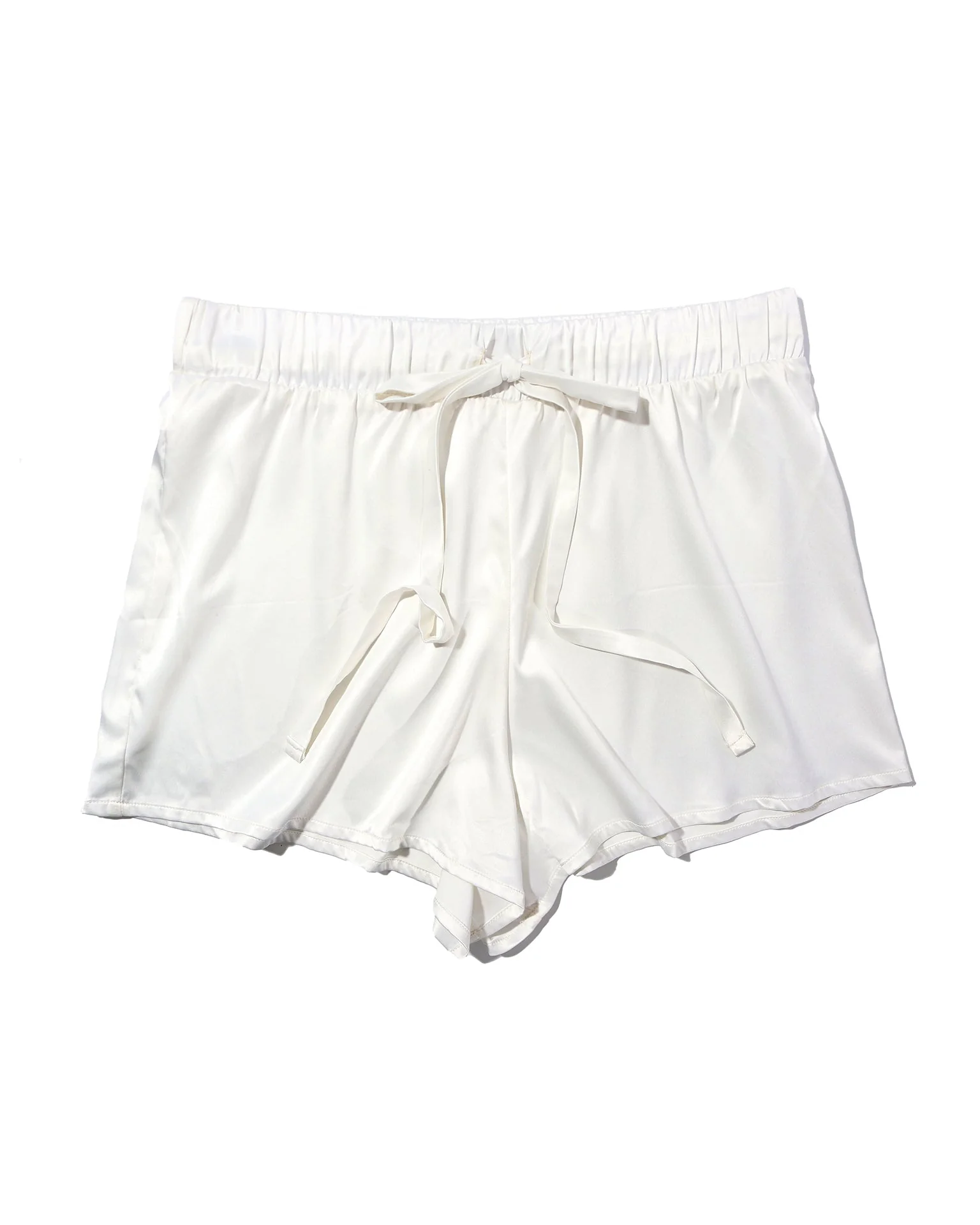 Satin Sleep Drawstring Short Light Ivory - Image 4