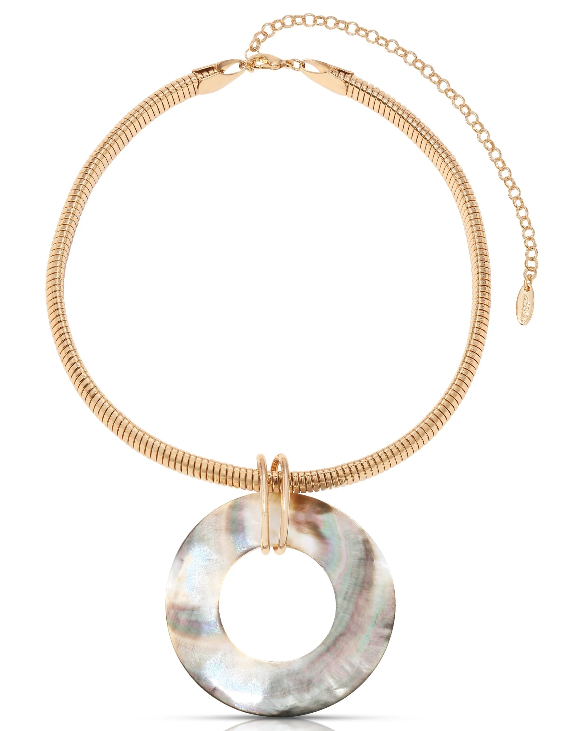 Shell Open Circle Pendant Flex Chain Necklace