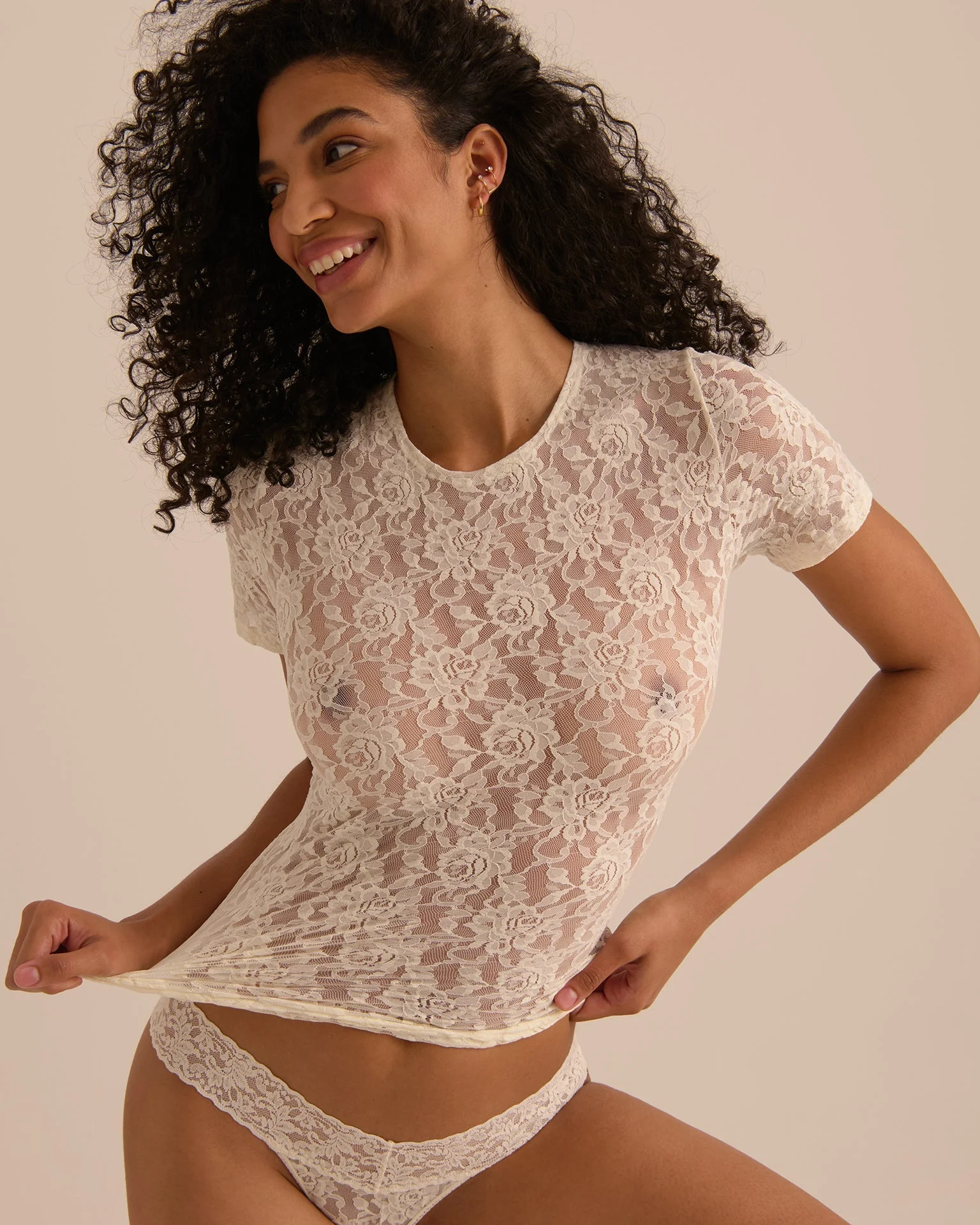 Signature Lace® Short Sleeve Top Marshmallow