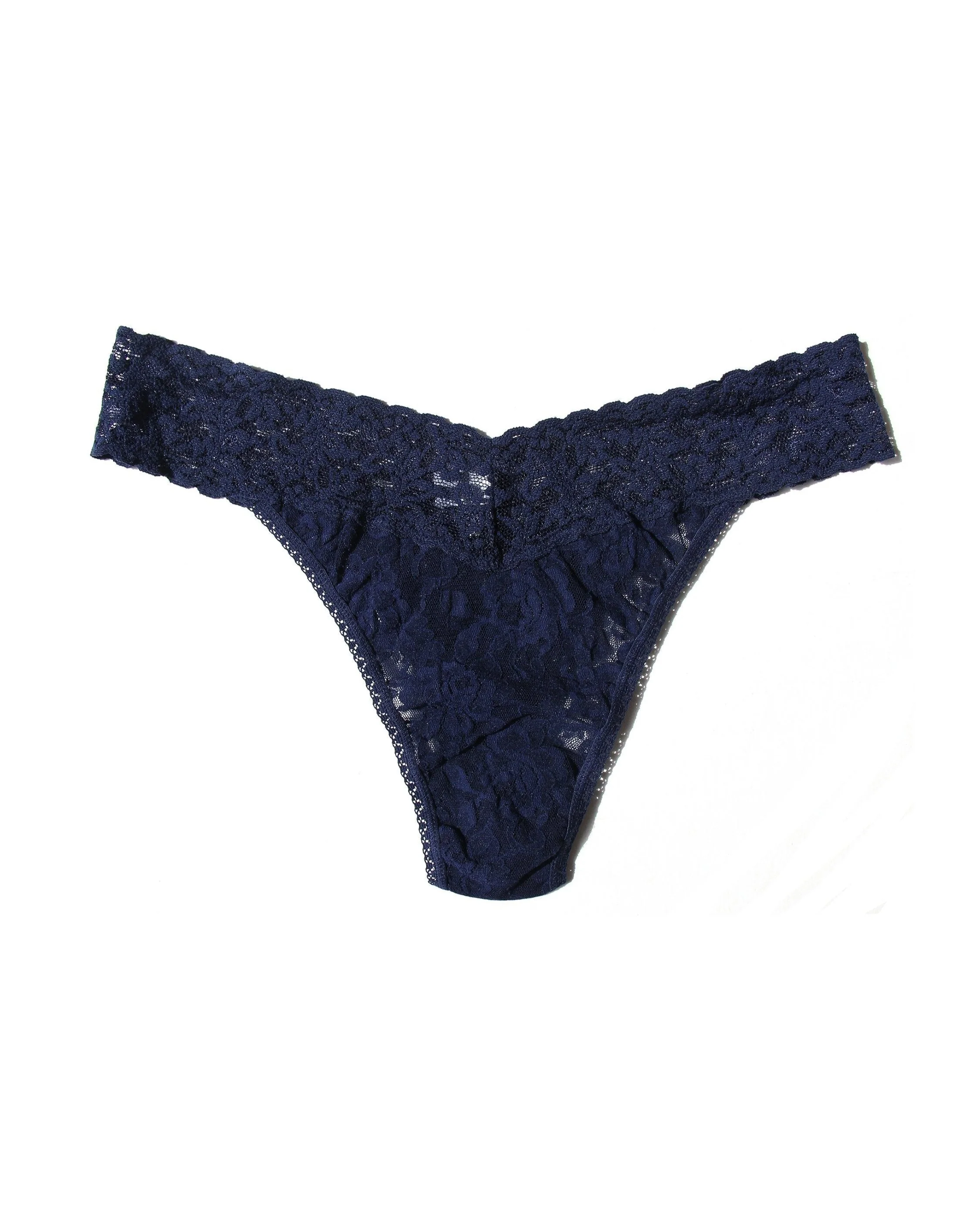 Signature Lace Original Rise Thong Navy - Image 4