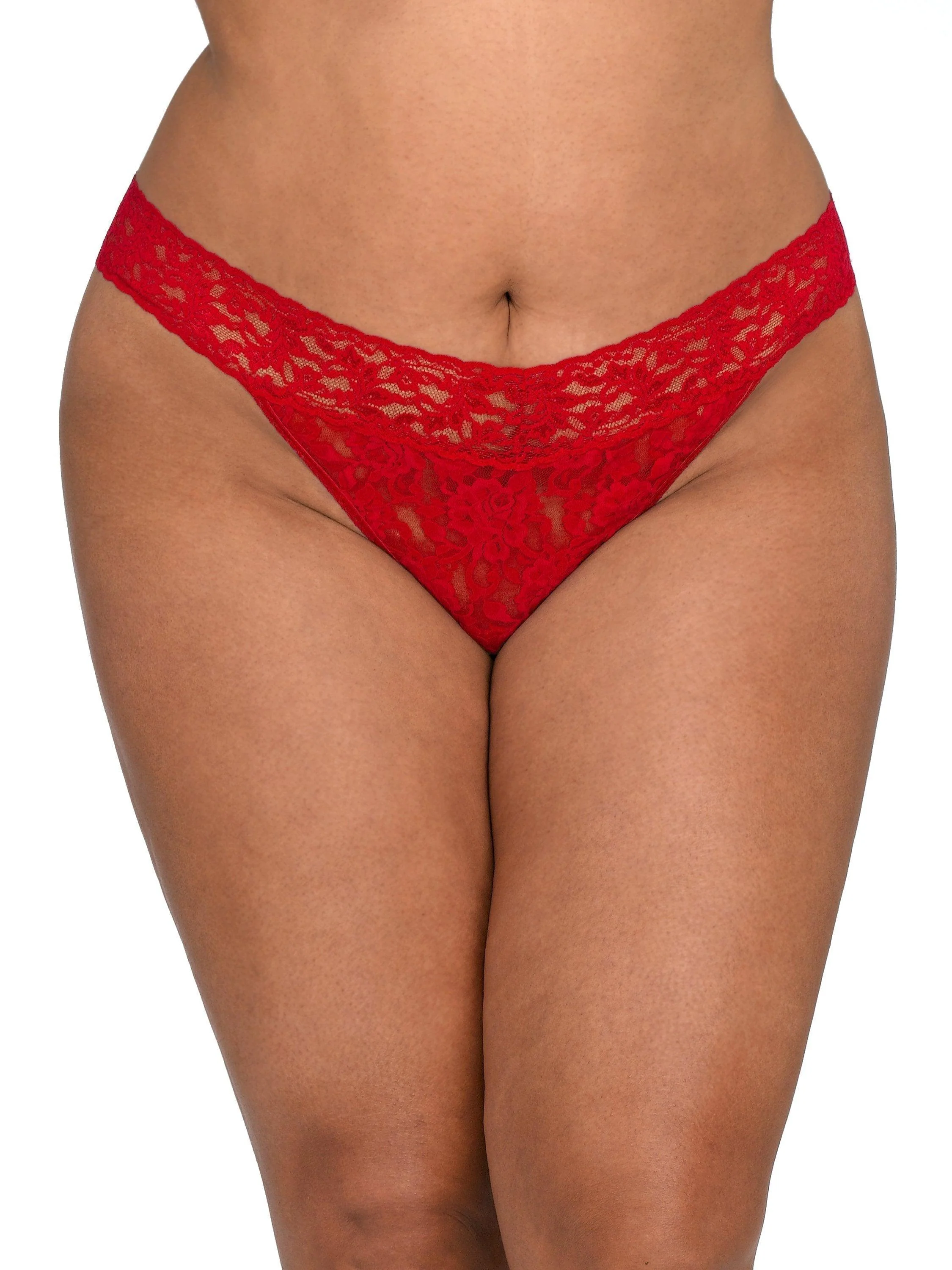Signature Lace Original Rise Thong Red - Image 4