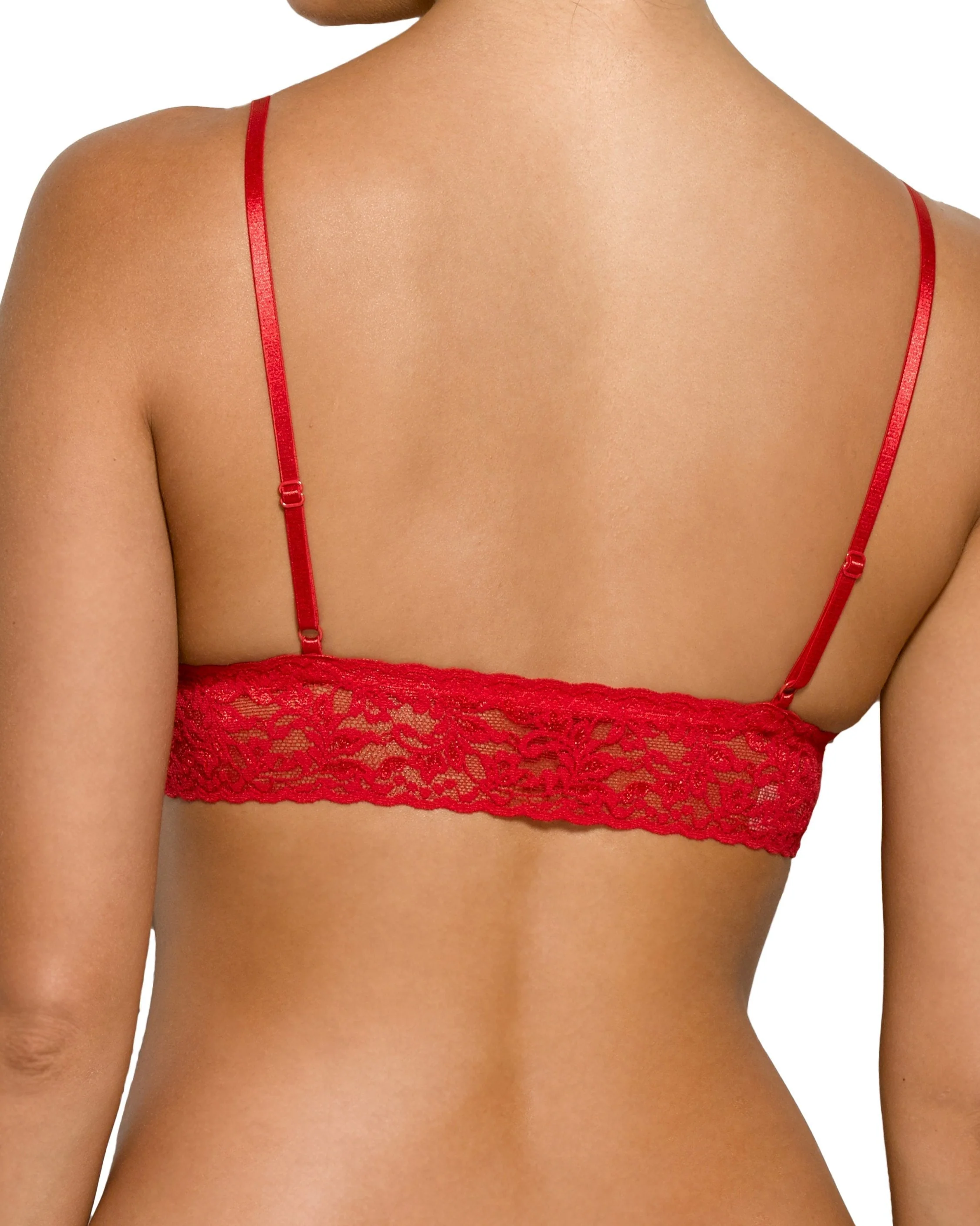 Signature Lace Padded Triangle Bralette Red - Image 2