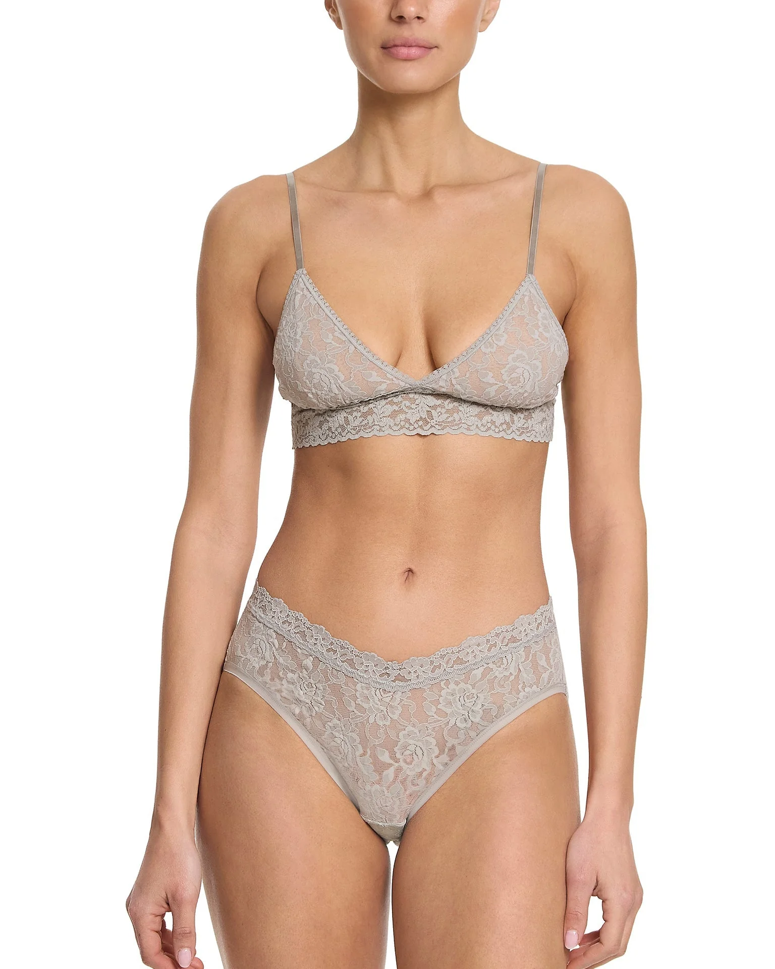 Signature Lace Padded Triangle Bralette Sleep In Grey Sale - Image 3