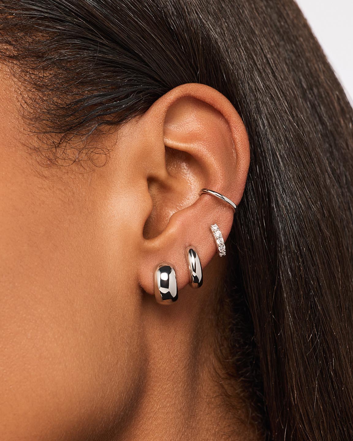 Silver Hoop Earrings - Giulia Bold Silver - Image 2