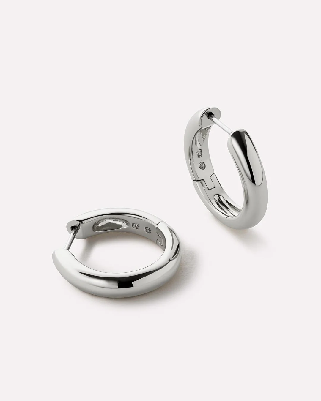 Silver Hoop Earrings - Giulia Medium Silver