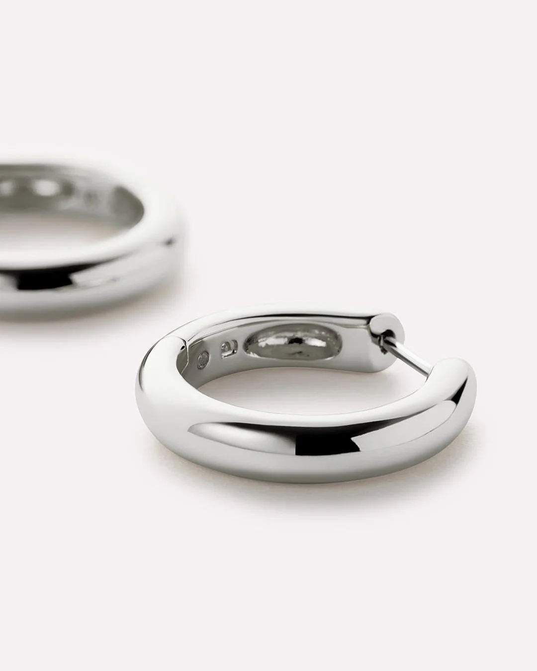 Silver Hoop Earrings - Giulia Medium Silver - Image 6