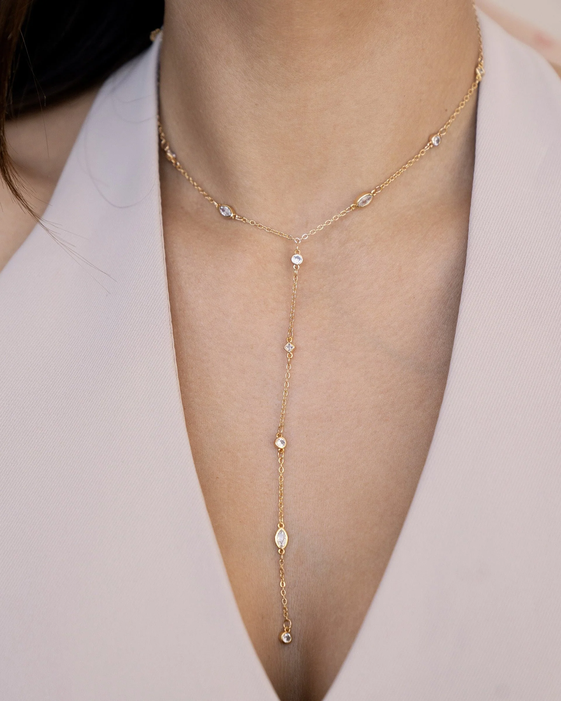 Simple Statement Crystal Dotted Lariat - Image 2