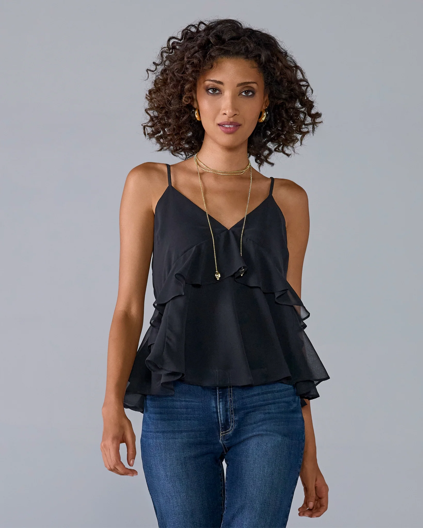 Sleeveless Ruffle Blouse Black