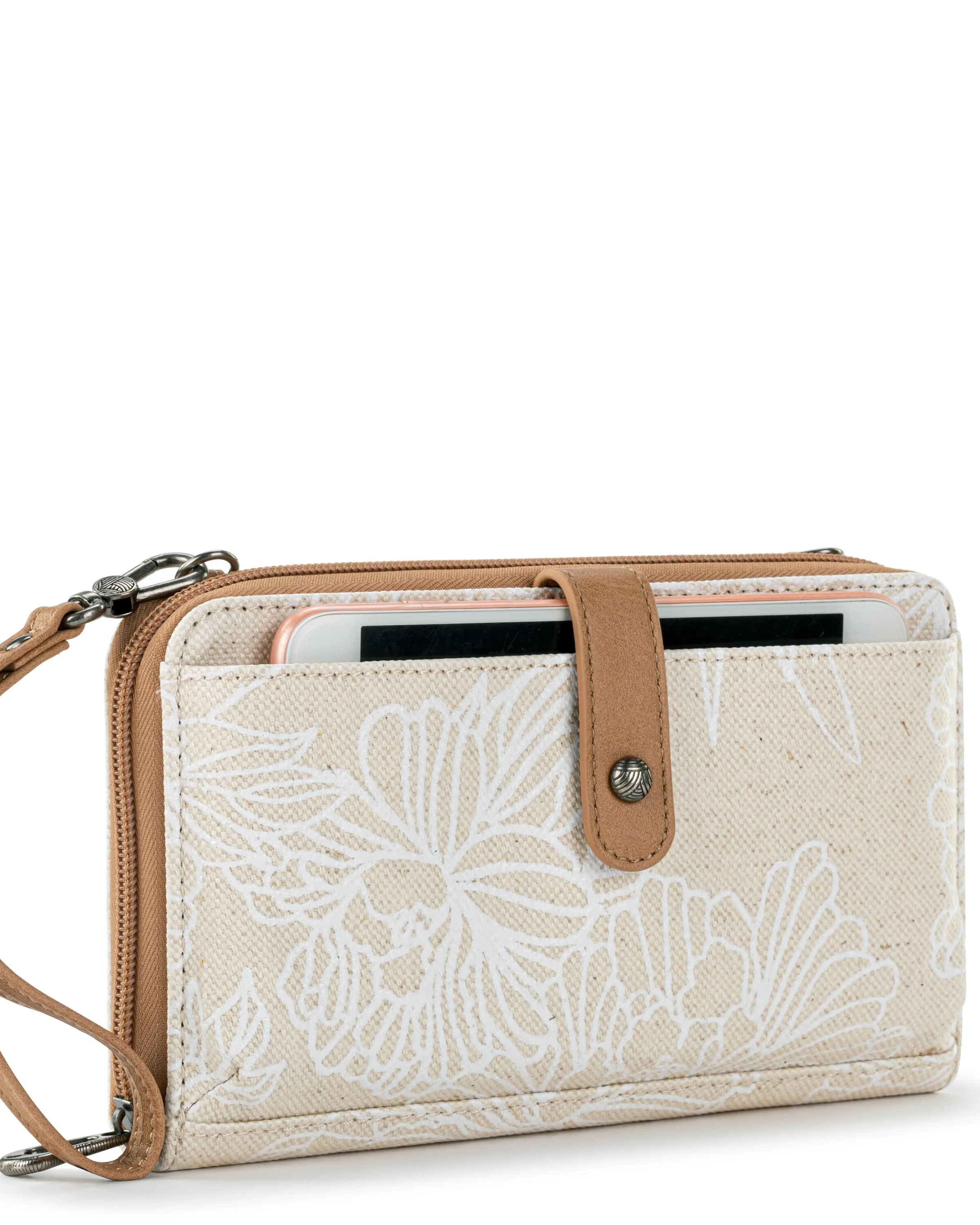 Smartphone Wallet - Canvas - White Flower Blossom - Image 3