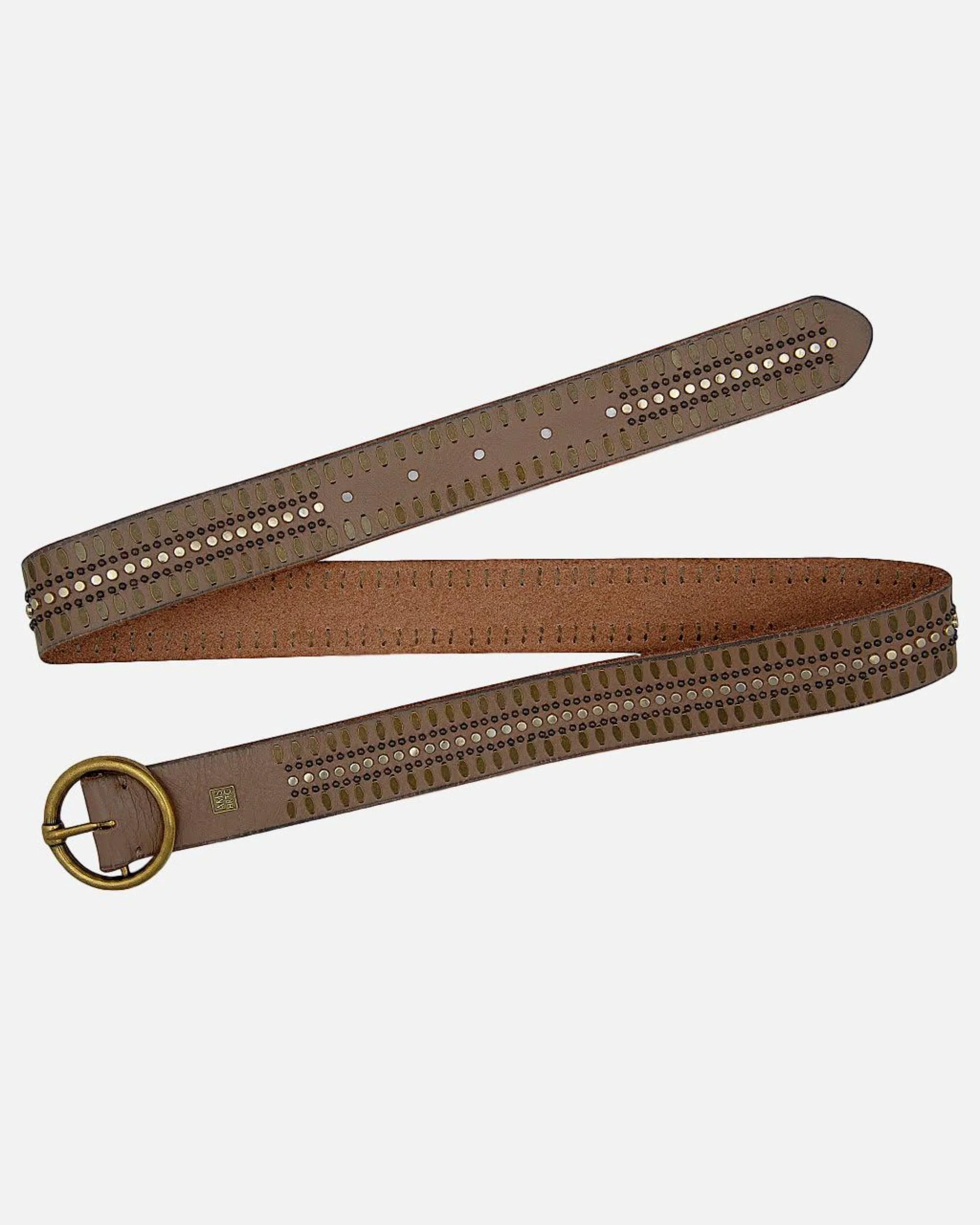 Soraya | Studded Leather Belt with Gold Round Buckle - Image 16