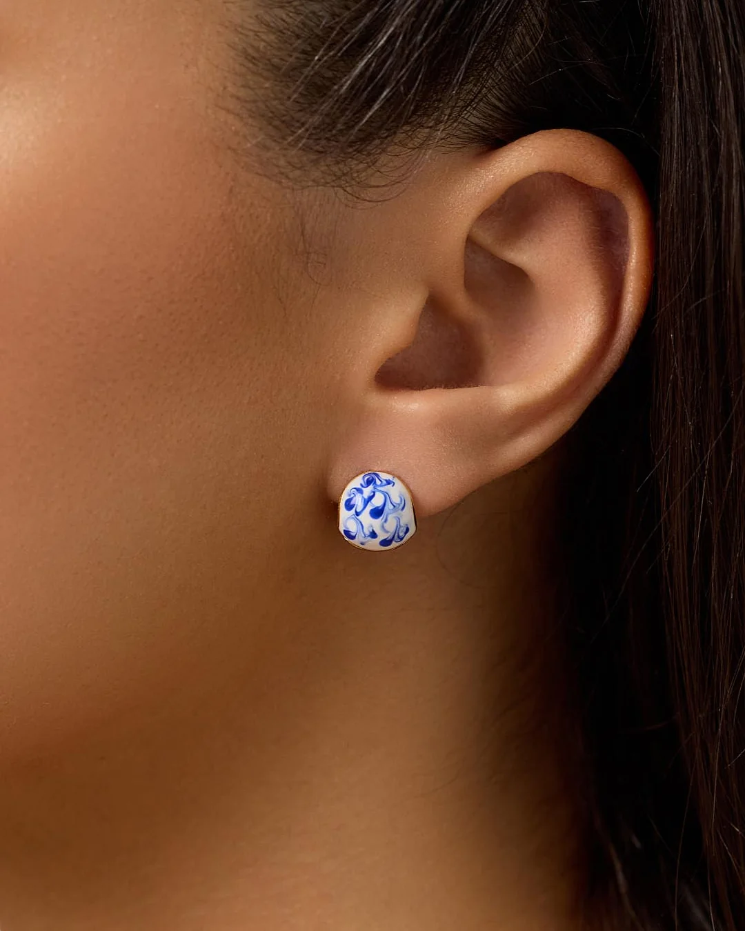 Statement Earrings - Mini Abby Marble Blue - Image 2