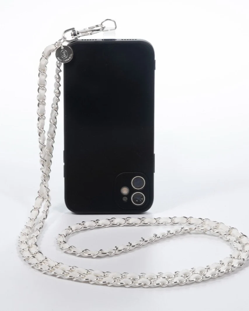 Summer White Silver Crossbody Phone Chain