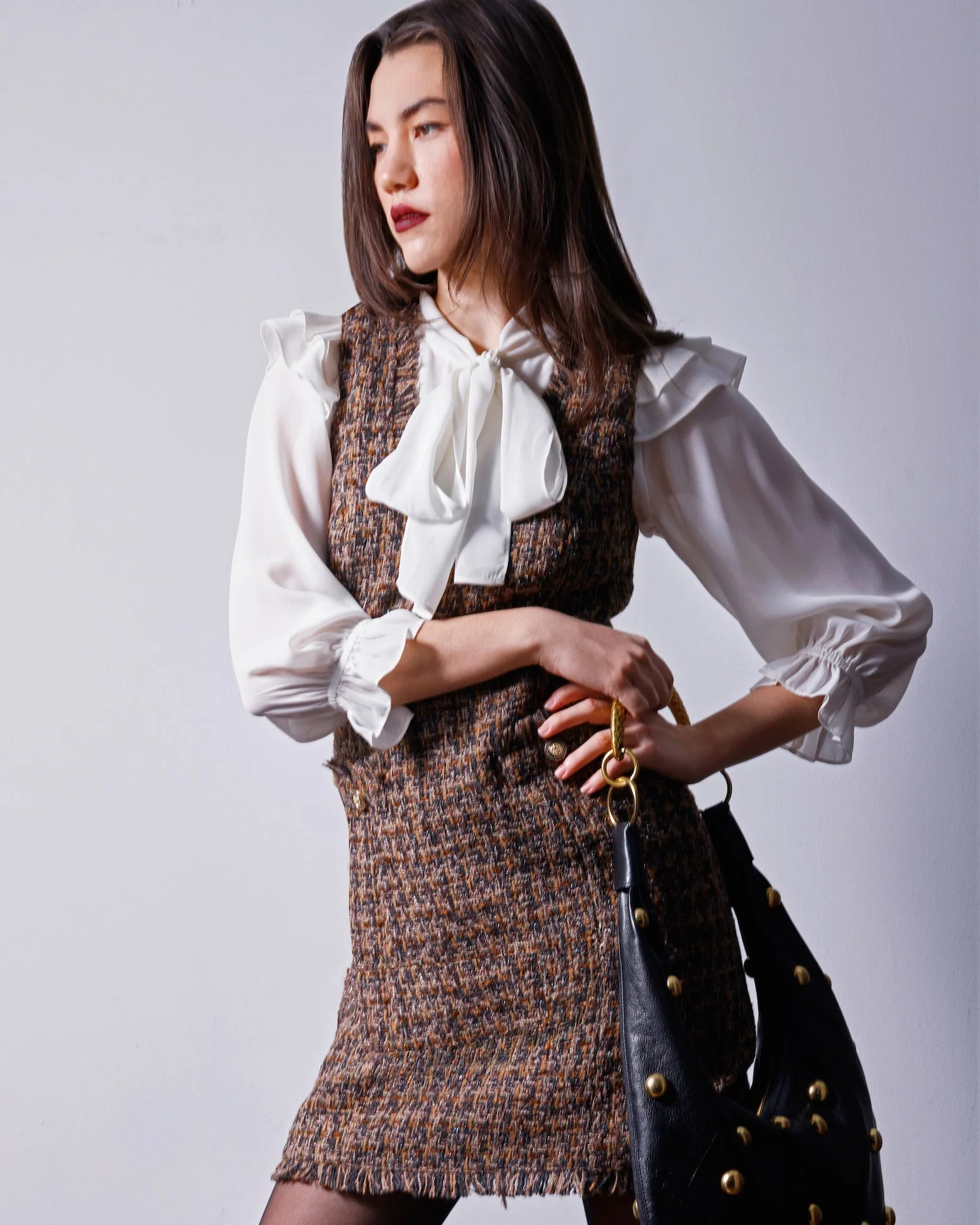 Taylor Dress, Chocolate Tweed - Image 2
