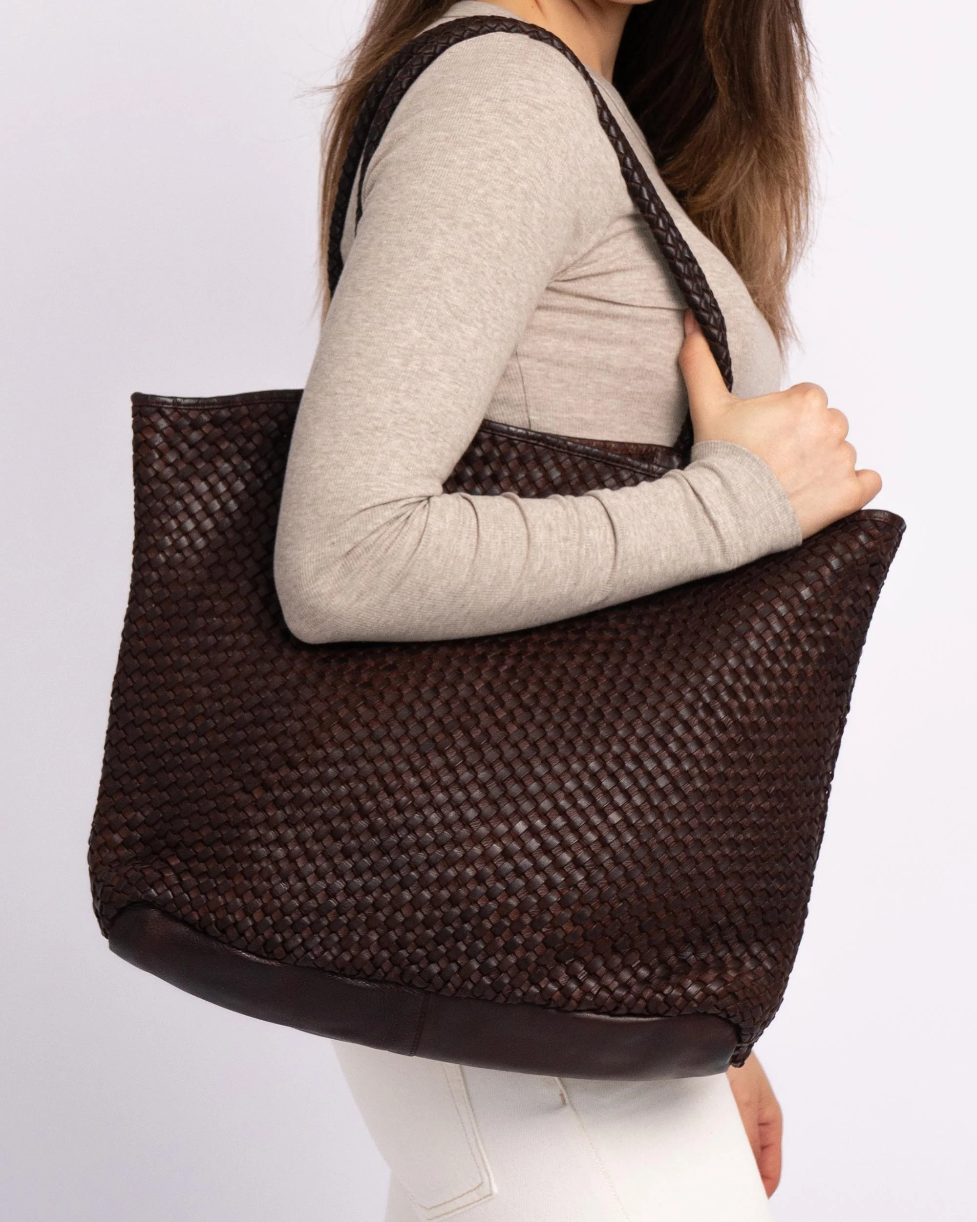 Taylor | Woven Leather Tote Bag - Image 8