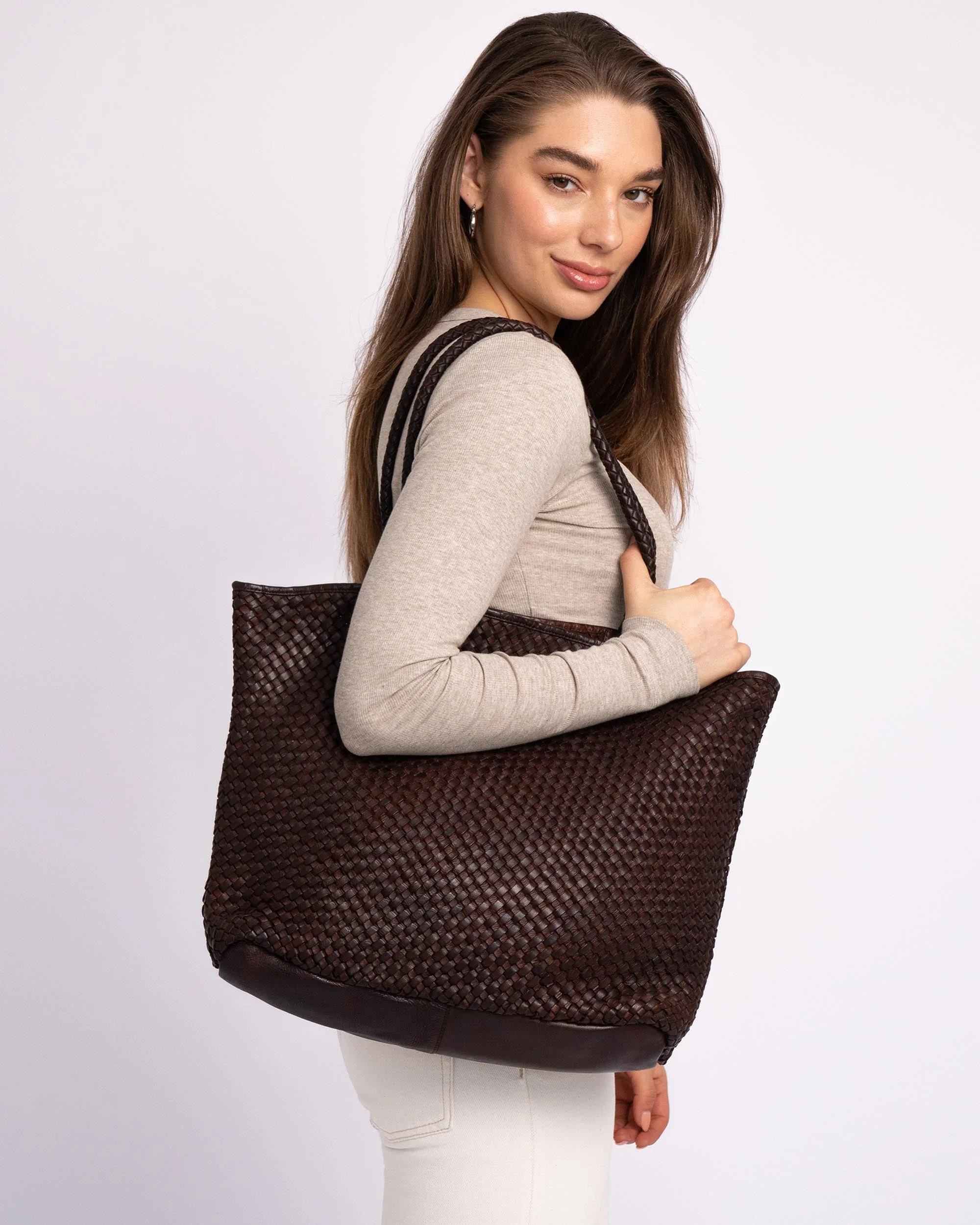 Taylor | Woven Leather Tote Bag - Image 9