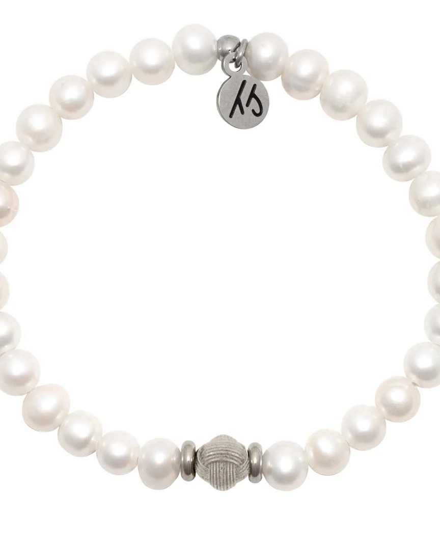 The Cape Bracelet- Pearl with Friendship Knot Silver Ball