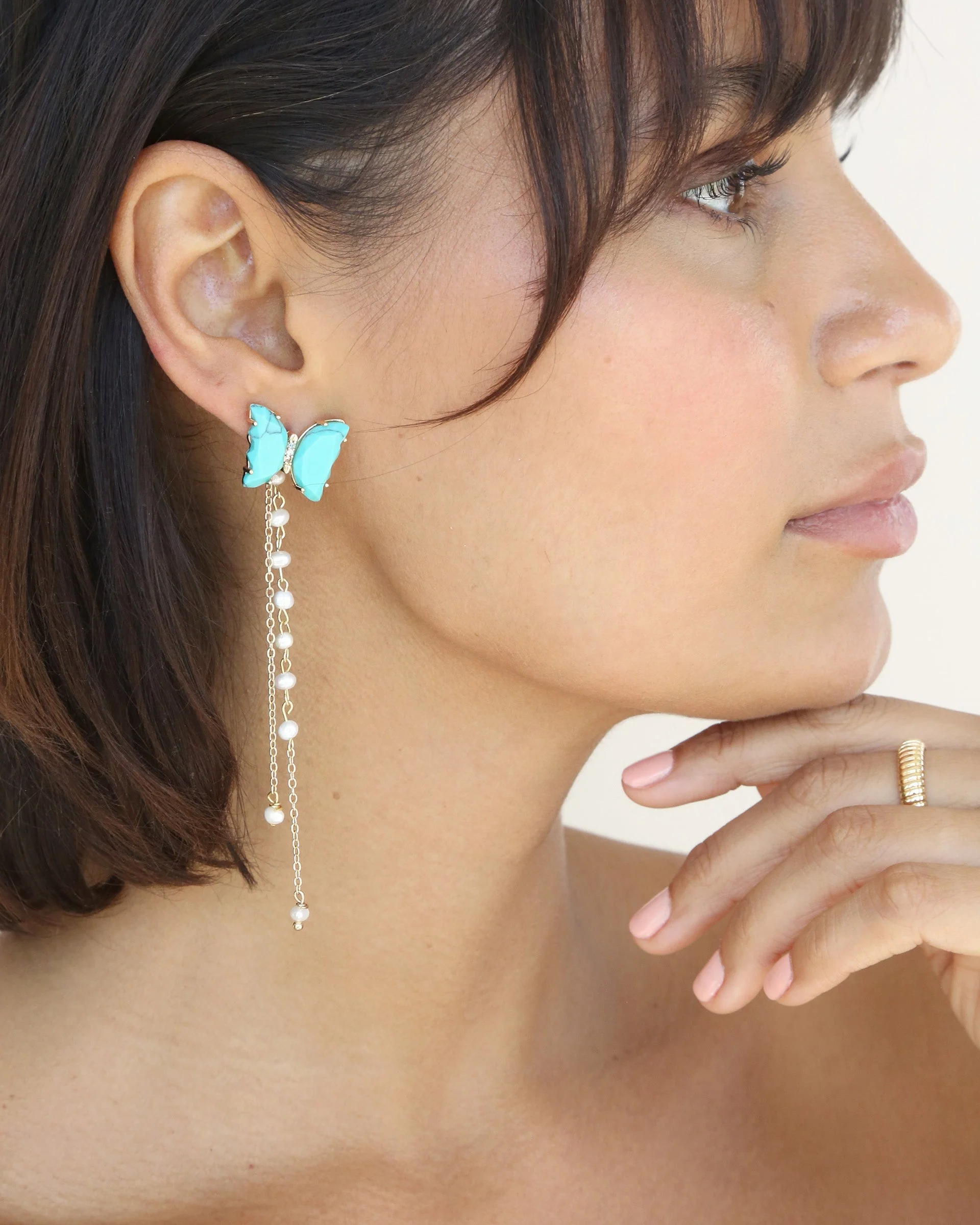 Turquoise Butterfly Dangle Earrings - Image 5
