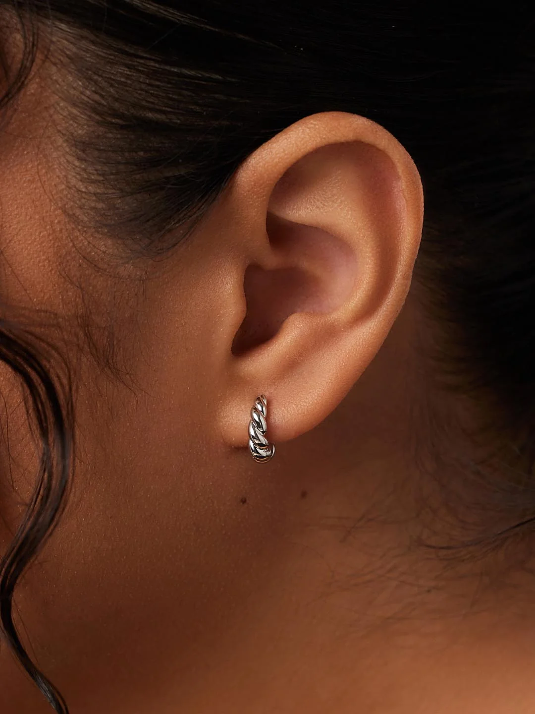 Twisted Hoop Earrings - Paris Mini Silver - Image 2