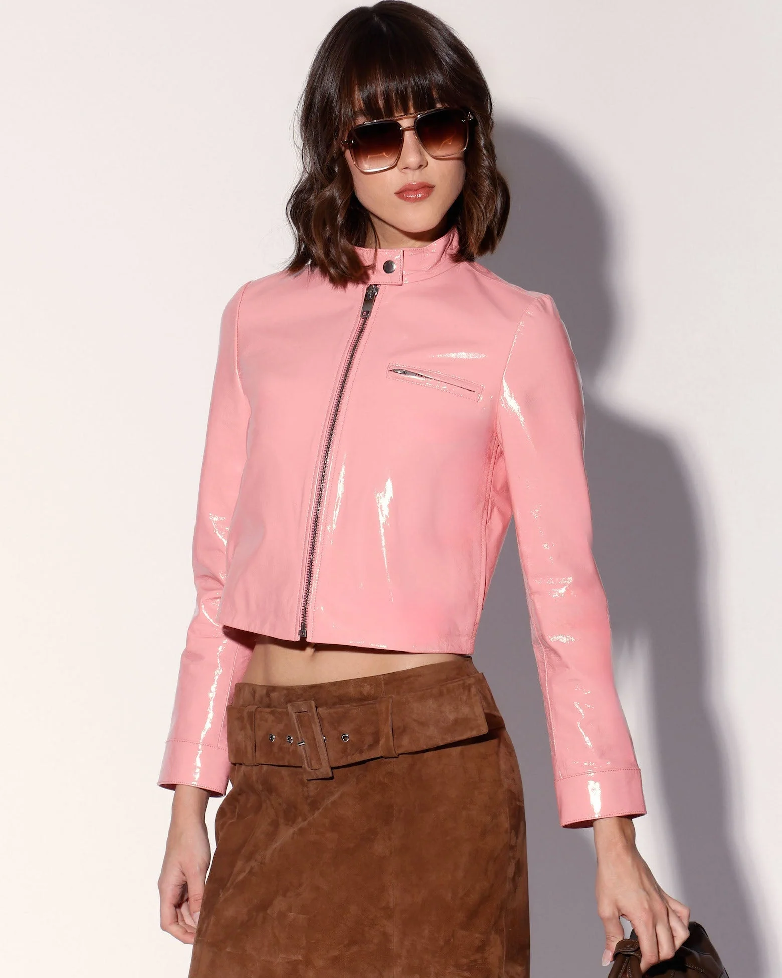 Vivian Skirt, Chestnut Suede - Leather