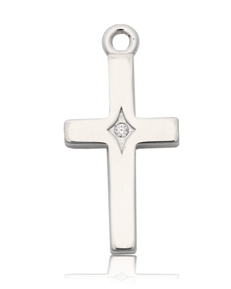 White Cats Eye Gemstone Bracelet with Cross CZ Sterling Silver Charm - Image 3