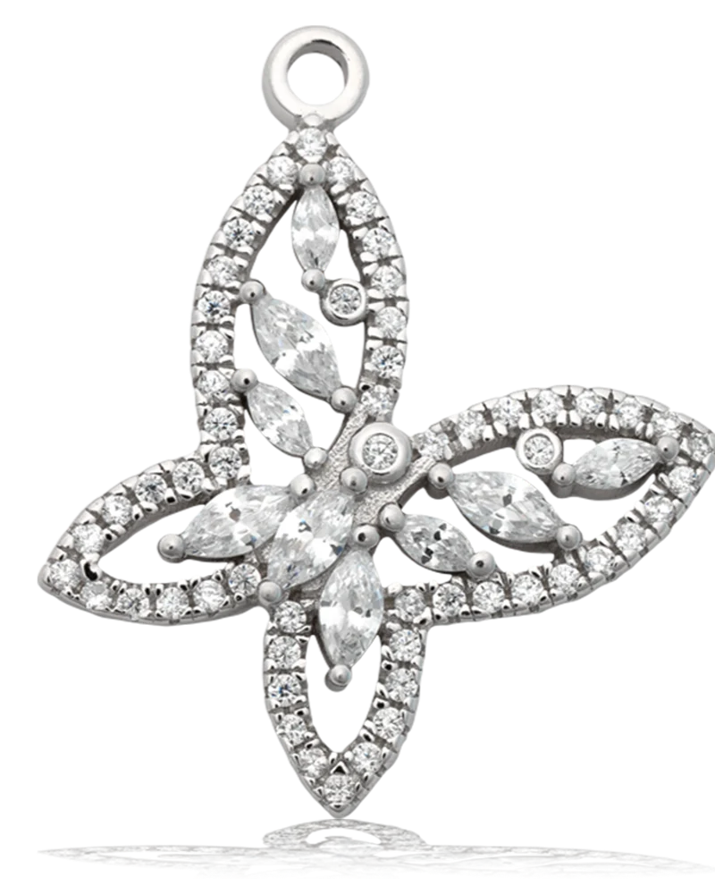 Yellow Shell Gemstone Bracelet with Butterfly CZ Sterling Silver Charm - Image 3